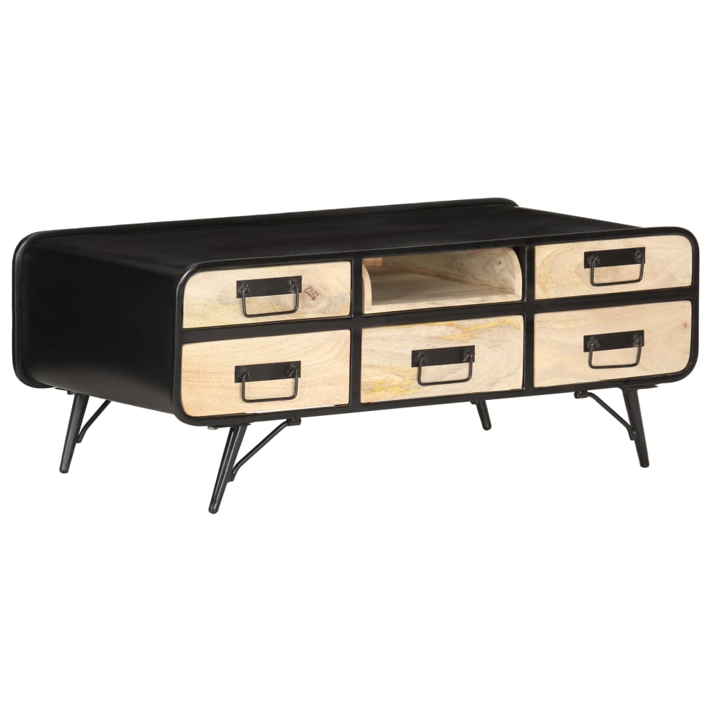 Mesa De Centro Madera Maciza De Mango 100X50X40 Cm
