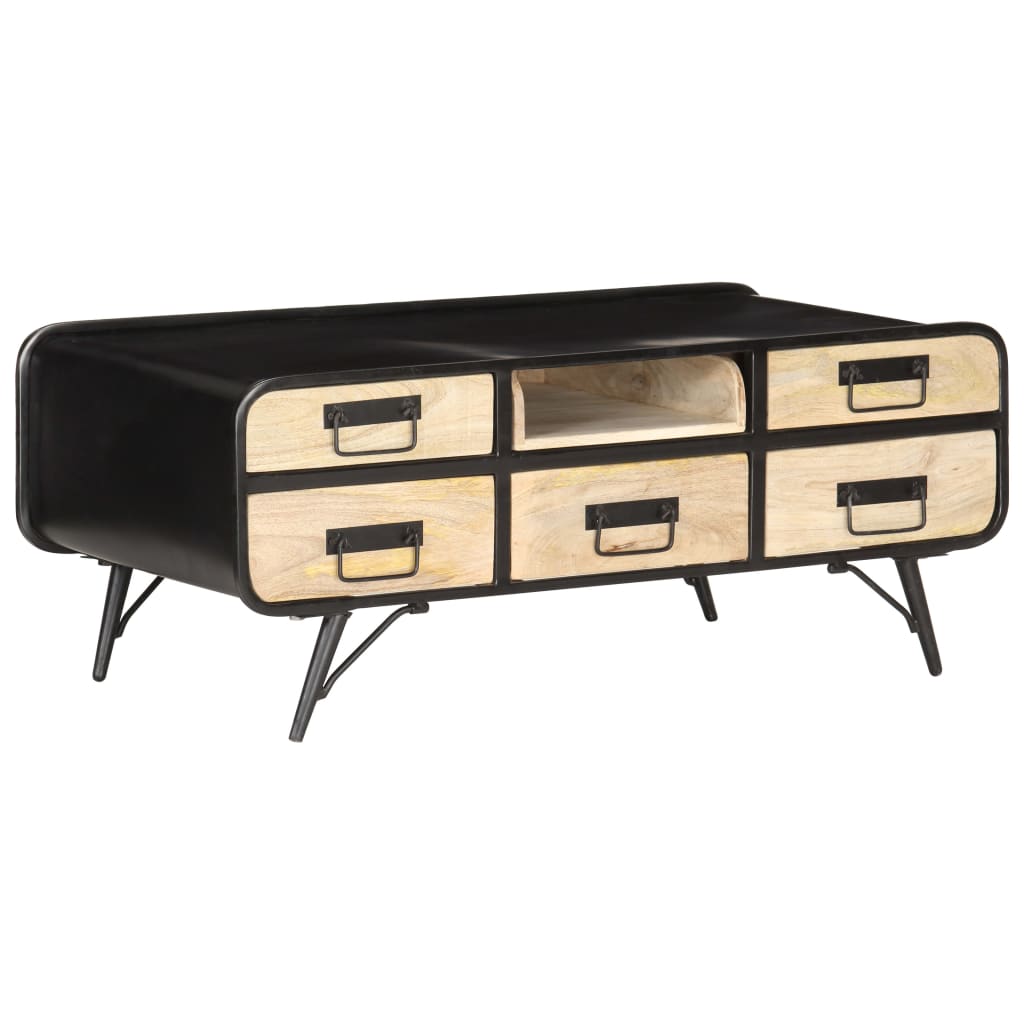 Mesa De Centro Madera Maciza De Mango 100X50X40 Cm