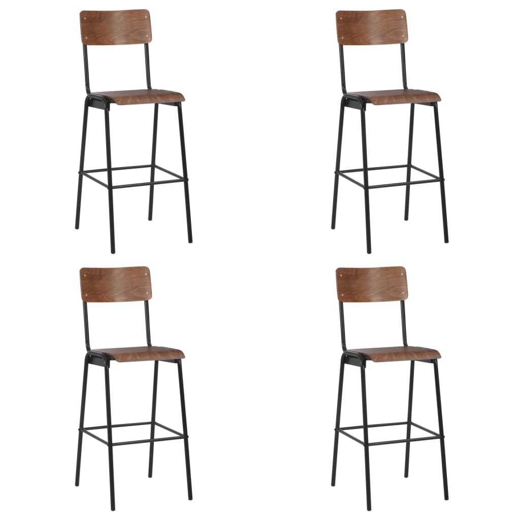 Taburetes De Cocina 2 Uds Madera Contrachapada Y Acero