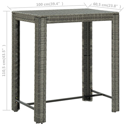 Mesa Alta Para Jardín Ratán Sintético 100X60,5X110,5 Cm