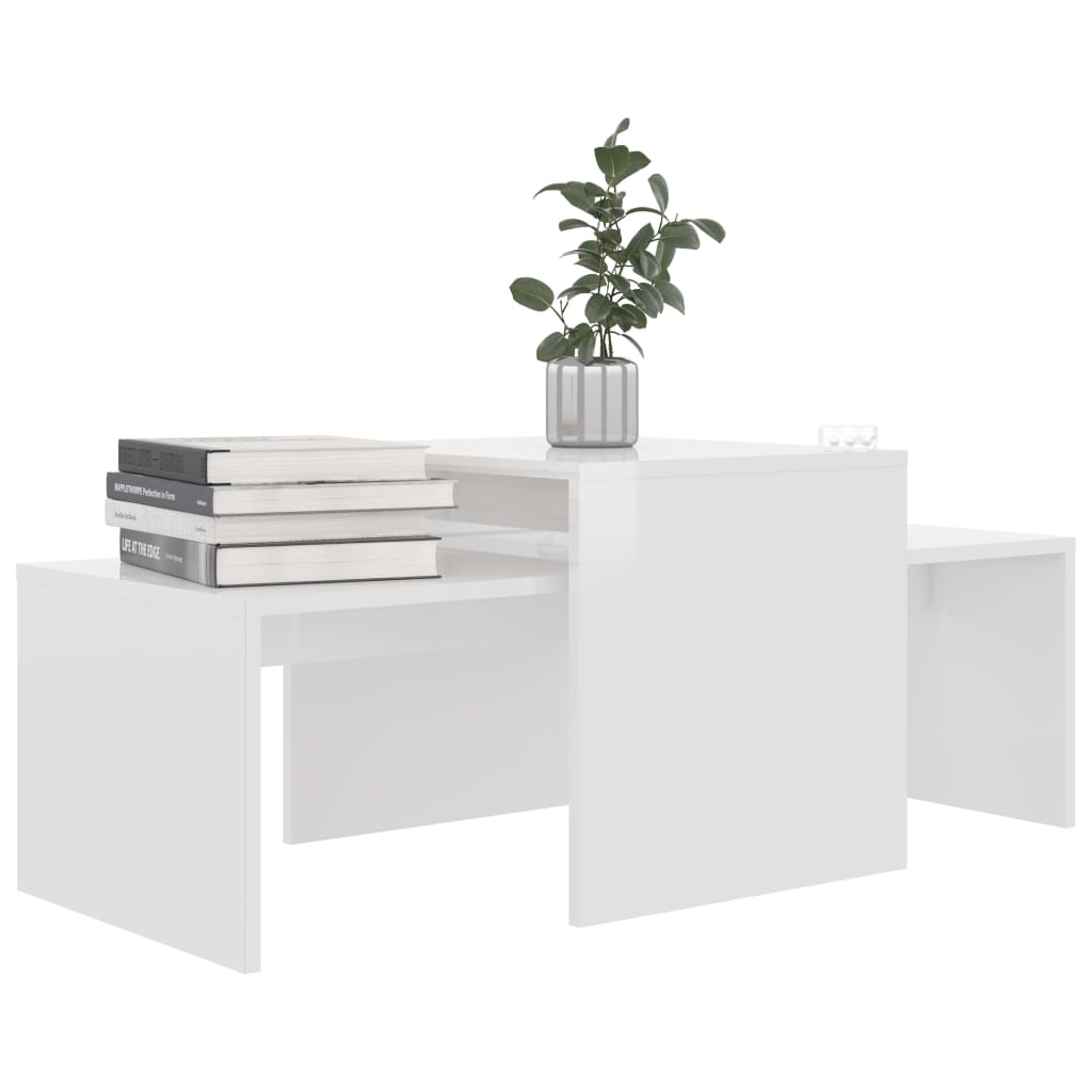 Mesa De Centro Madera Contrachapada Blanco Brillo 100X48X40 Cm