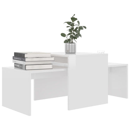 Mesa De Centro Madera Contrachapada Blanco Brillo 100X48X40 Cm