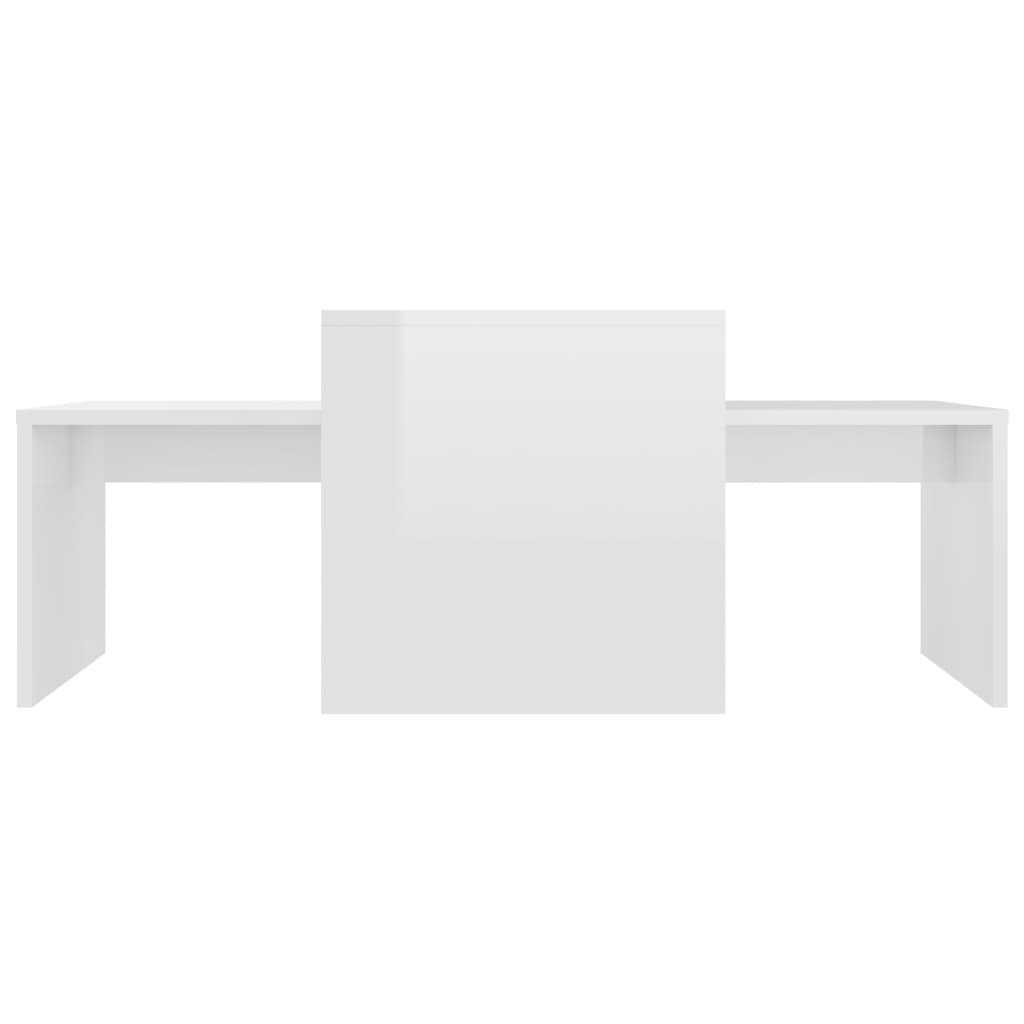 Mesa De Centro Madera Contrachapada Blanco Brillo 100X48X40 Cm