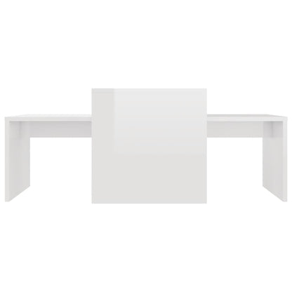 Mesa De Centro Madera Contrachapada Blanco Brillo 100X48X40 Cm