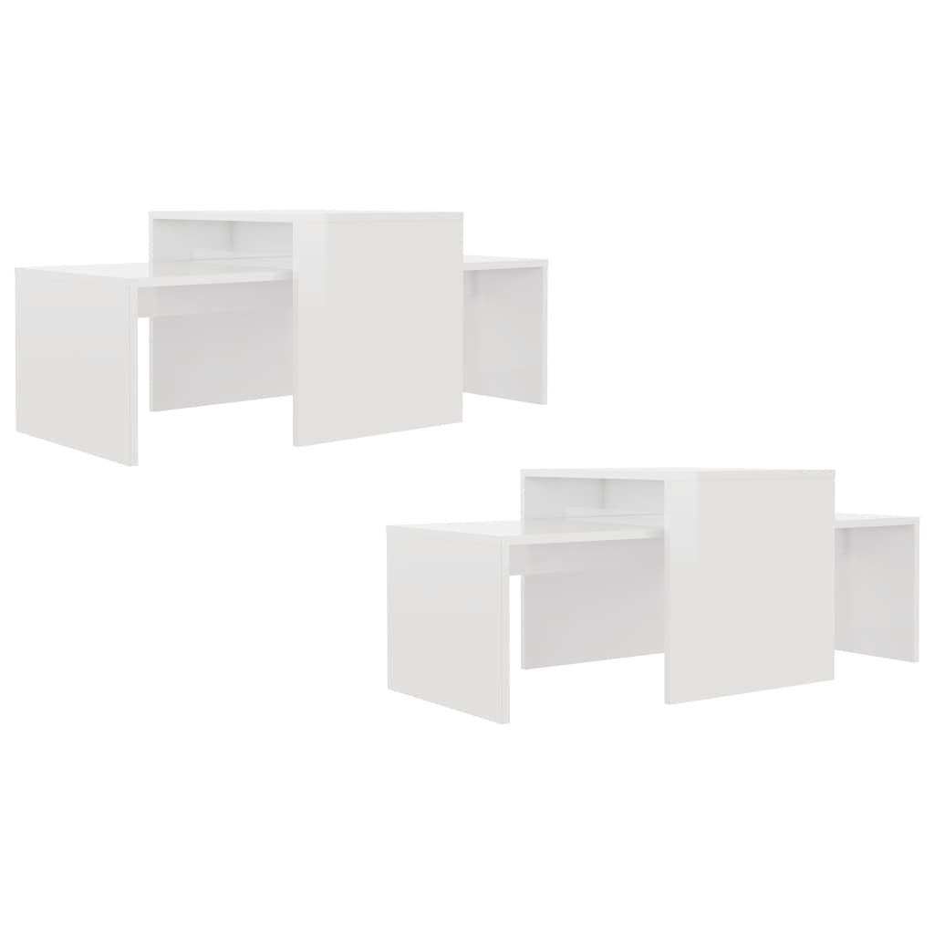 Mesa De Centro Madera Contrachapada Blanco Brillo 100X48X40 Cm