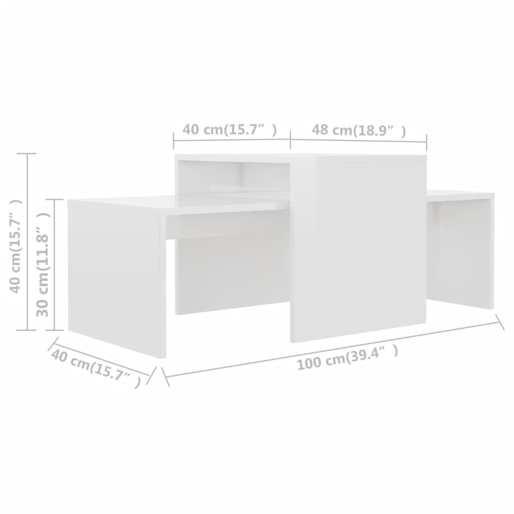 Mesa De Centro Madera Contrachapada Blanco Brillo 100X48X40 Cm