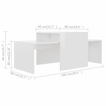 Mesa De Centro Madera Contrachapada Blanco Brillo 100X48X40 Cm