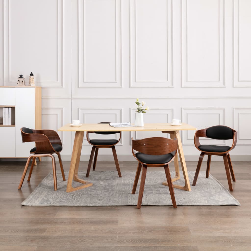 Sillas De Comedor 2 Unidades Madera Curvada Y Cuero Sintético