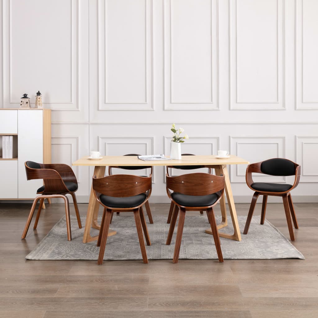 Sillas De Comedor 2 Unidades Madera Curvada Y Cuero Sintético