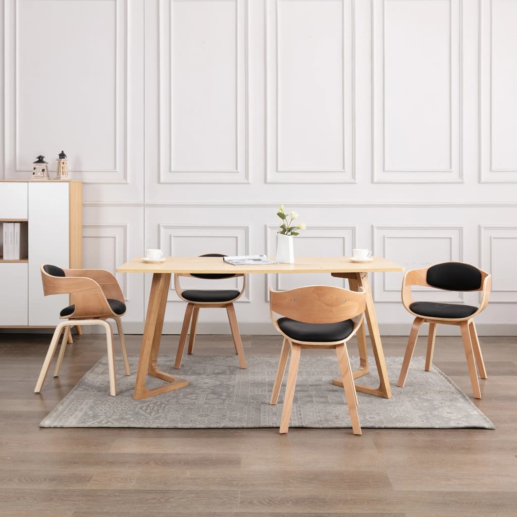 Sillas De Comedor 2 Unidades Madera Curvada Y Cuero Sintético
