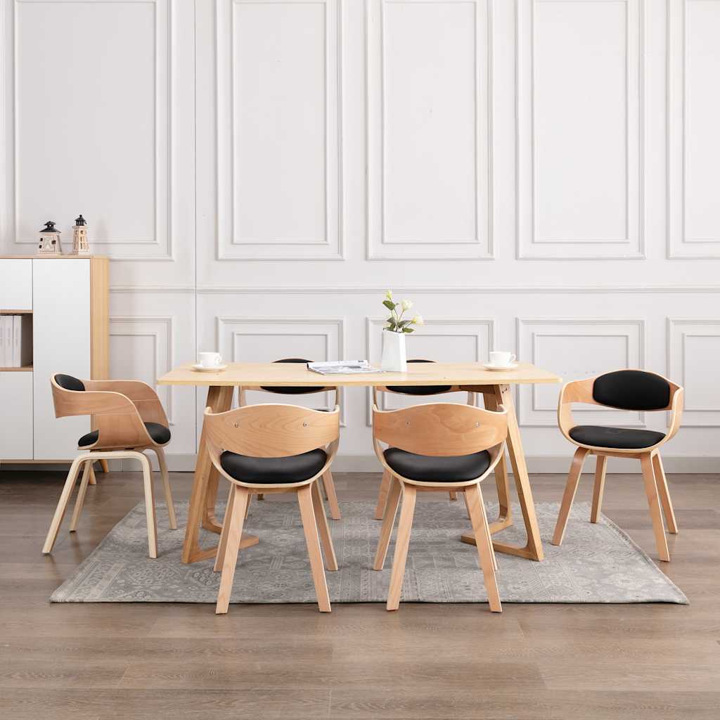 Sillas De Comedor 2 Unidades Madera Curvada Y Cuero Sintético