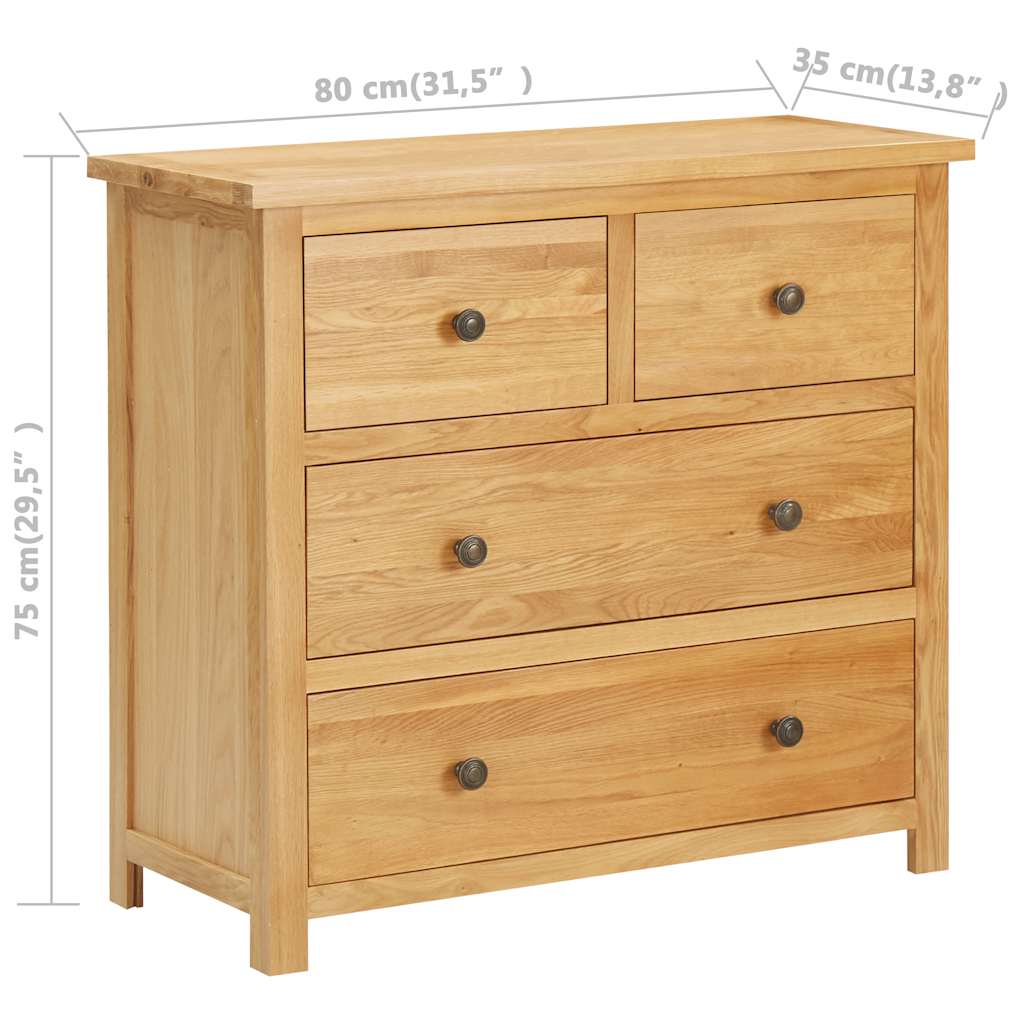 Cajonera De Madera De Roble Macizo 80X35X75 Cm