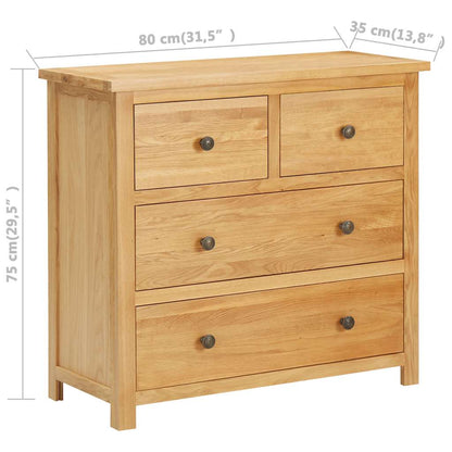 Cajonera De Madera De Roble Macizo 80X35X75 Cm