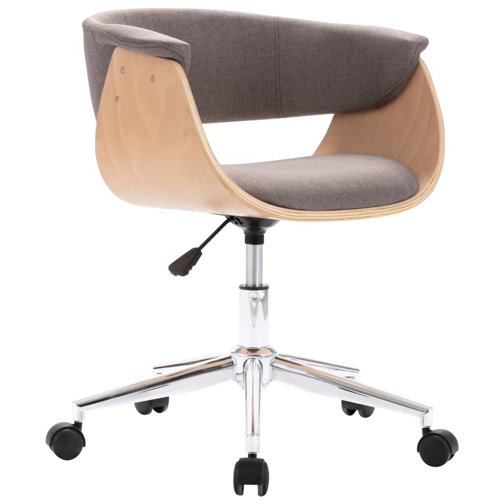 Silla De Oficina Giratoria De Madera Curvada Y Tela Gris Taupe