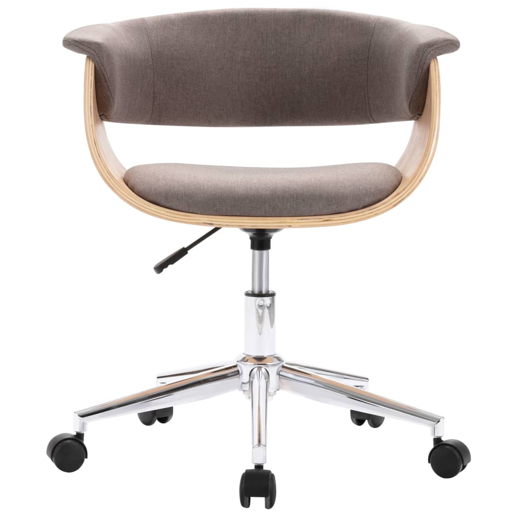 Silla De Oficina Giratoria De Madera Curvada Y Tela Gris Taupe