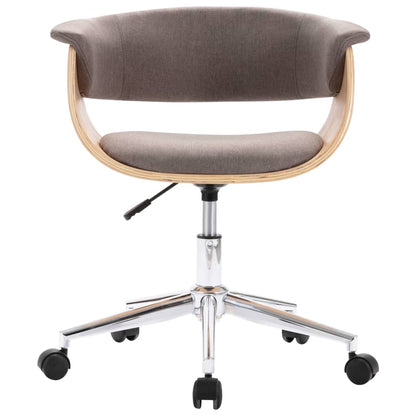 Silla De Oficina Giratoria De Madera Curvada Y Tela Gris Taupe