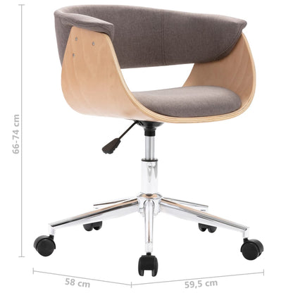 Silla De Oficina Giratoria De Madera Curvada Y Tela Gris Taupe