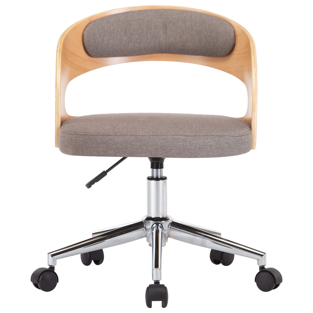 Silla De Oficina Giratoria De Madera Curvada Y Tela Gris Taupe