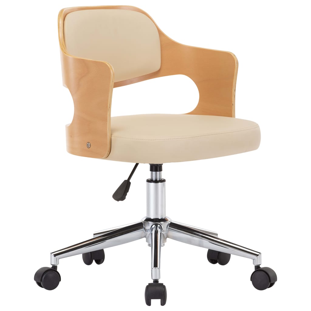 Silla De Oficina Giratoria Madera Curvada Cuero Sintético