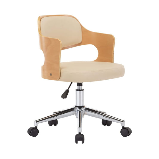 Silla De Oficina Giratoria Madera Curvada Cuero Sintético
