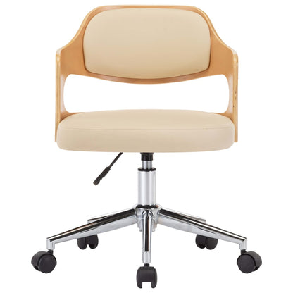 Silla De Oficina Giratoria Madera Curvada Cuero Sintético
