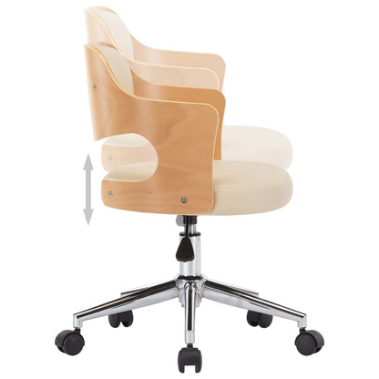 Silla De Oficina Giratoria Madera Curvada Cuero Sintético