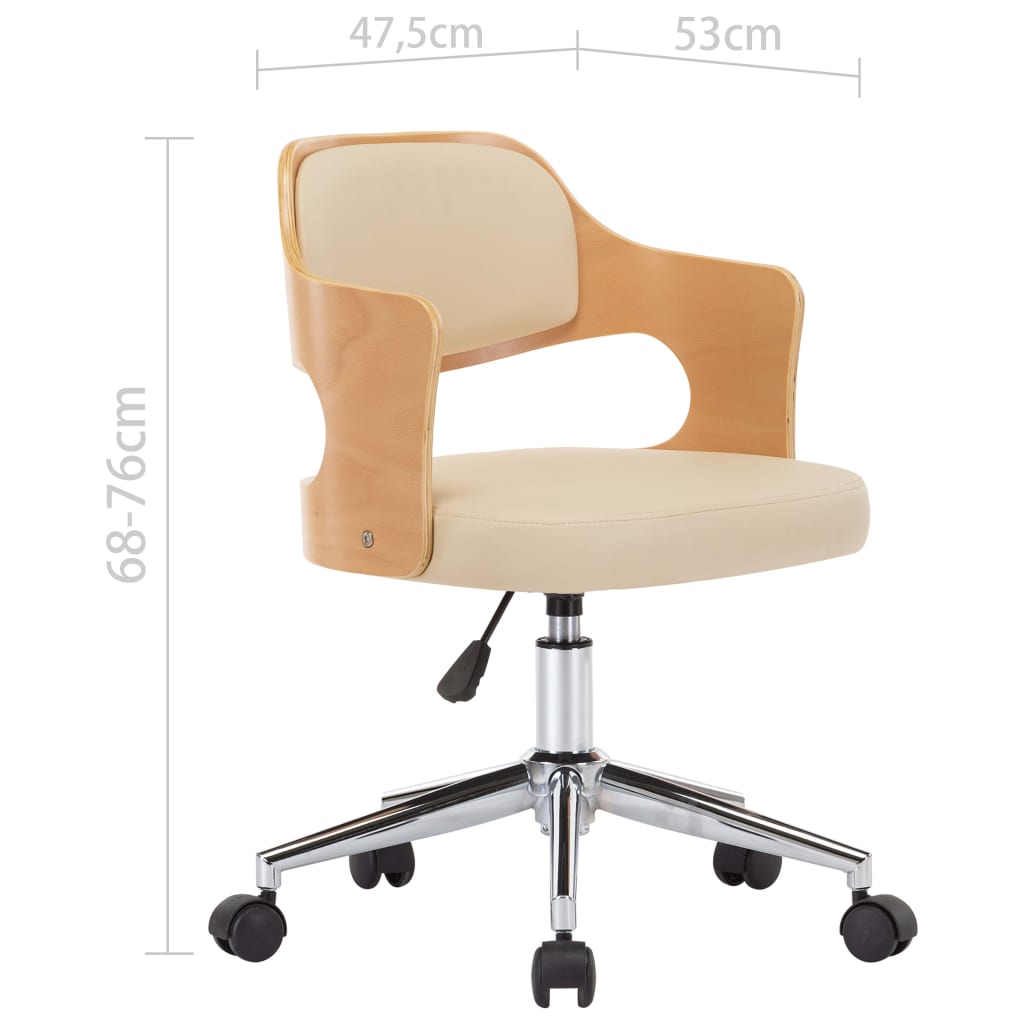 Silla De Oficina Giratoria Madera Curvada Cuero Sintético
