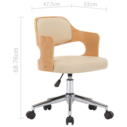 Silla De Oficina Giratoria Madera Curvada Cuero Sintético