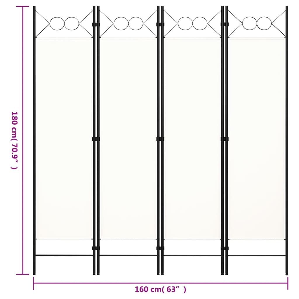 Biombo Divisor De 4 Paneles 160X180 Cm