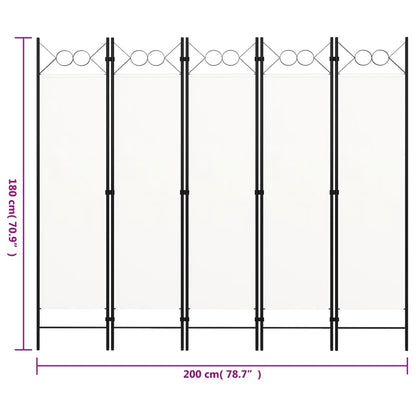 Biombo Divisor De 5 Paneles 200X180 Cm