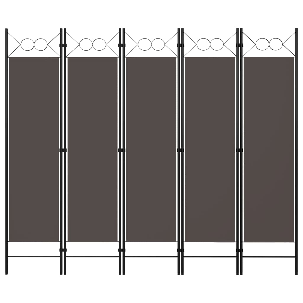 Biombo Divisor De 5 Paneles Gris 200X180 Cm