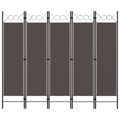 Biombo Divisor De 5 Paneles Gris 200X180 Cm