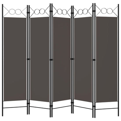 Biombo Divisor De 5 Paneles Gris 200X180 Cm