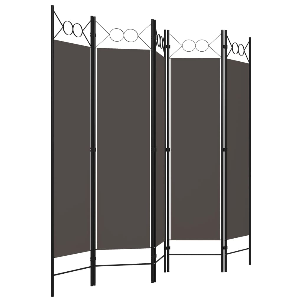 Biombo Divisor De 5 Paneles Gris 200X180 Cm