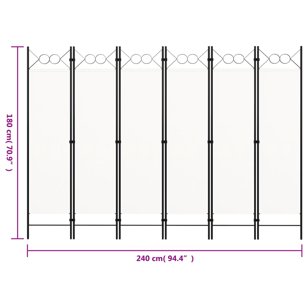Biombo Divisor De 6 Paneles 240X180 Cm