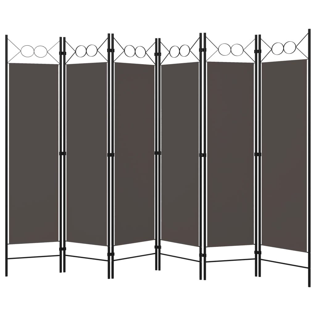 Biombo Divisor De 6 Paneles Gris 240X180 Cm
