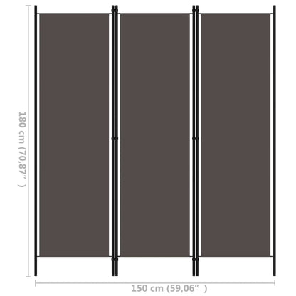 Biombo Divisor De 3 Paneles Gris 150X180 Cm