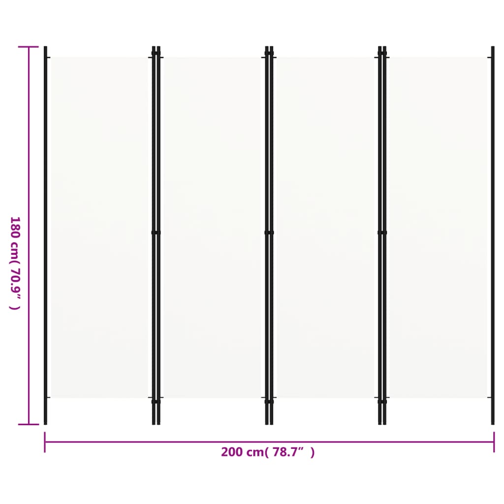Biombo Divisor De 4 Paneles 200X180 Cm
