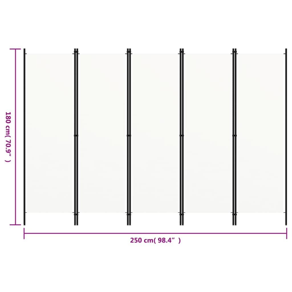 Biombo Divisor De 5 Paneles 250X180 Cm