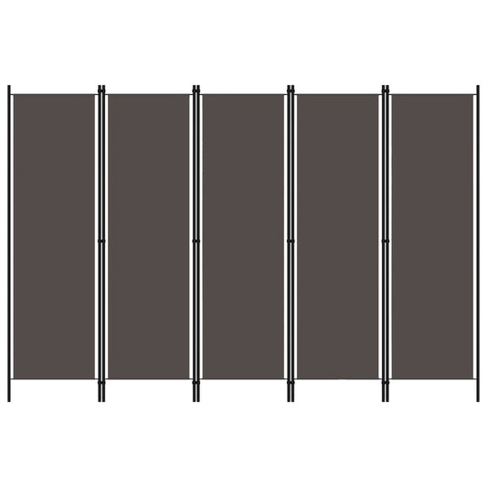 Biombo Divisor De 5 Paneles Gris 250X180 Cm