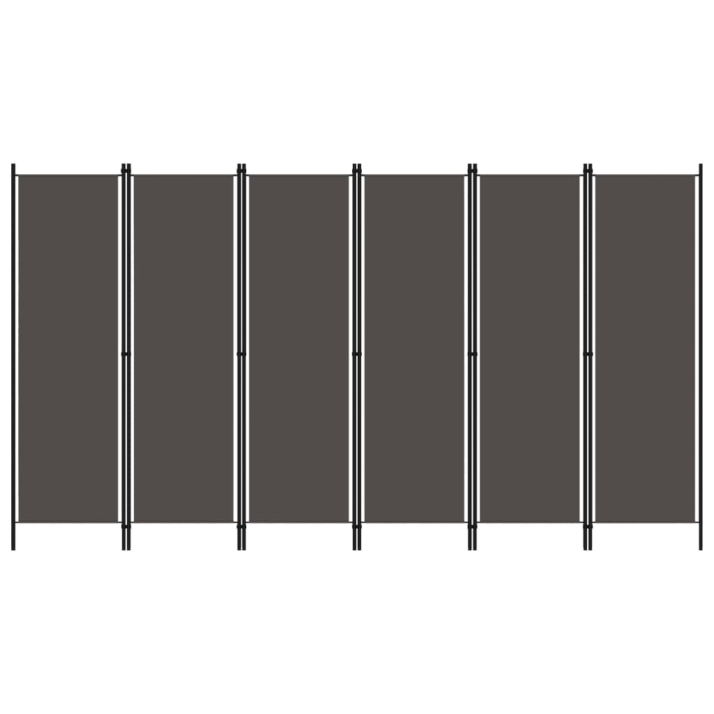 Biombo Divisor De 6 Paneles Gris 300X180 Cm