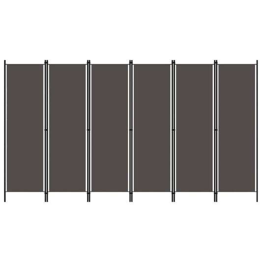 Biombo Divisor De 6 Paneles Gris 300X180 Cm