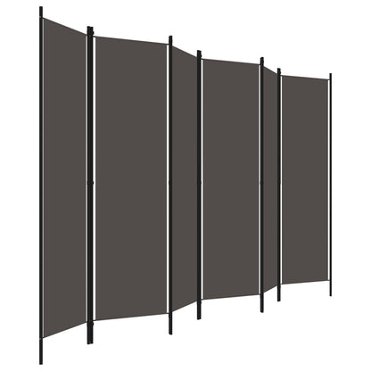 Biombo Divisor De 6 Paneles Gris 300X180 Cm
