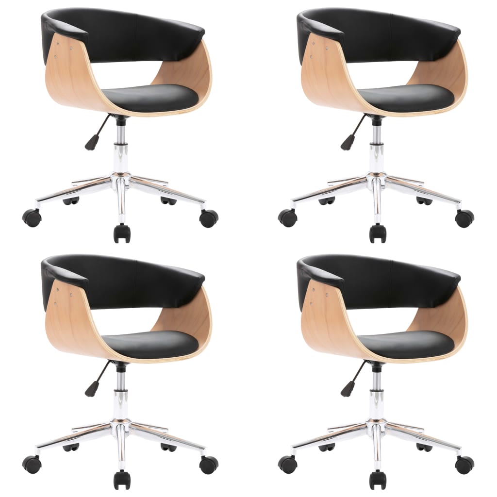 Sillas De Comedor Giratorias 4 Unidades Cuero Sintético Negro