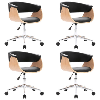 Sillas De Comedor Giratorias 4 Unidades Cuero Sintético Negro