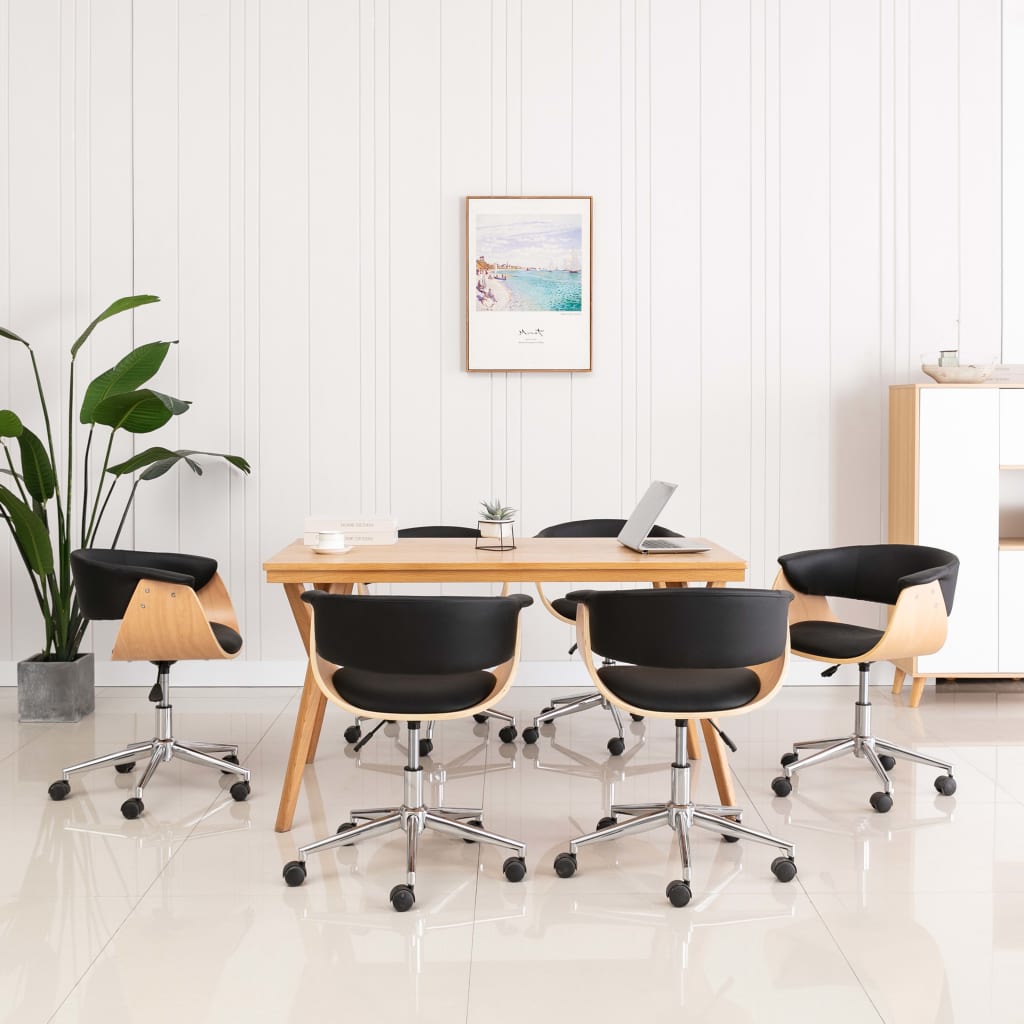 Sillas De Comedor Giratorias 4 Unidades Cuero Sintético Negro