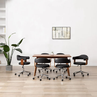 Sillas De Comedor Giratorias 4 Uds Madera Curvada Cuero