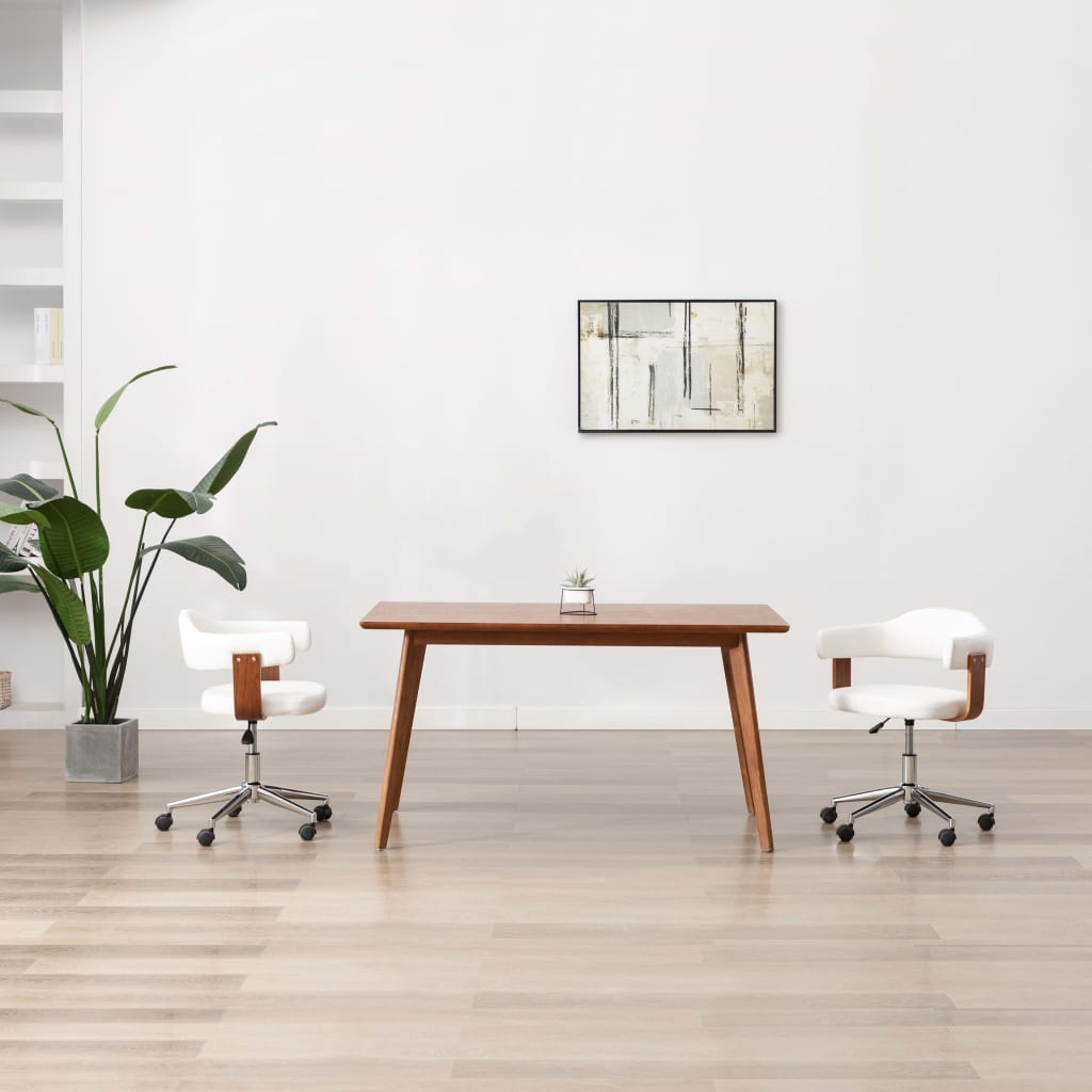 Sillas De Comedor Giratorias 4 Uds Madera Curvada Cuero