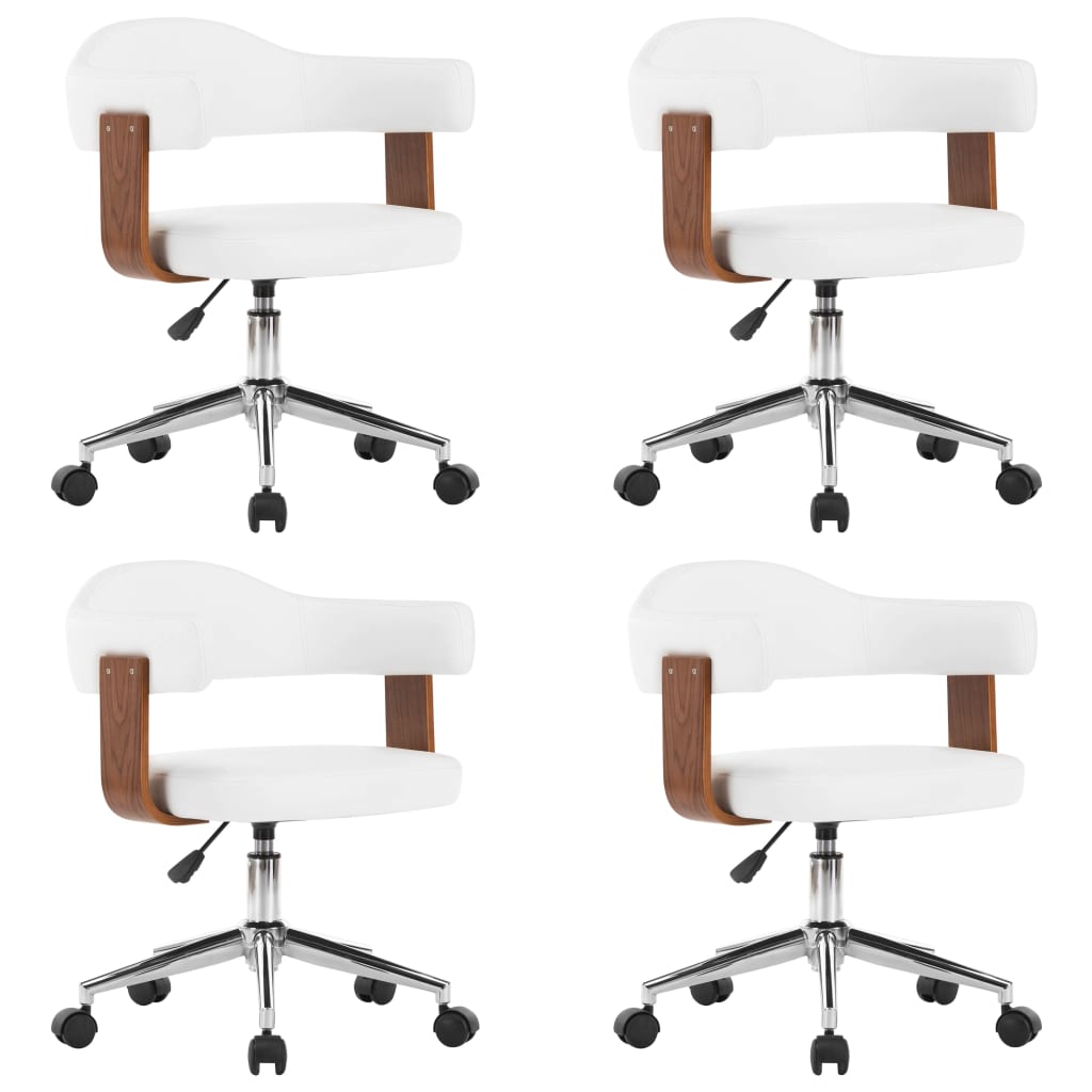 Sillas De Comedor Giratorias 4 Uds Madera Curvada Cuero