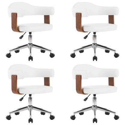 Sillas De Comedor Giratorias 4 Uds Madera Curvada Cuero